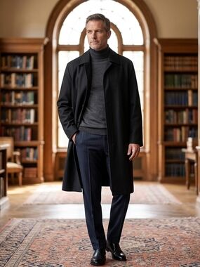 Jones New York Men's Black Trench Coat Size 44